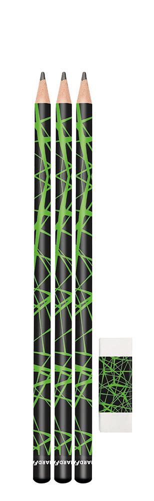 246289-EC Set ol.graf. x3HB + gumica neon zelena EBERHARD FABER bls P10/200